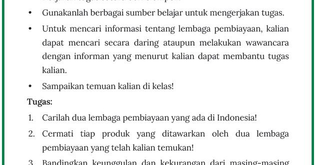 Kunci Jawaban Lembar Aktivitas 10 Halaman 195 Lembaga Pembiayaan IPS ...