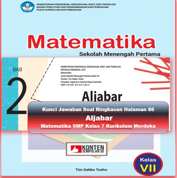 Kunci Jawaban Soal Ringkasan Halaman 86 Aljabar Matematika Smp Kelas 7